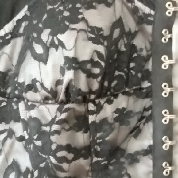 Aggie Black Lace Hook and Eye Corset Bustier top with mesh sleeves - Picture 7 of 13